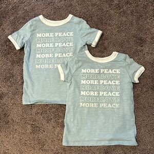 Little Co. More peace More love 18m matching twin set tshirt bundle
